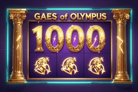 Gates of Olympus 1000 Slot mit goldenen S&auml;ulen und Blitzen f&uuml;r Free Spins ohne Einzahlung bei GambleZen