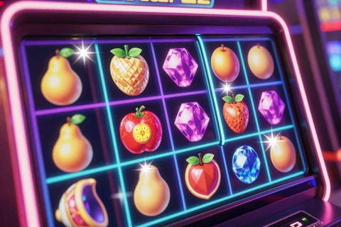 Leuchtende Slot-Walzen mit Neon-Symbolen im GambleZen Online Casino