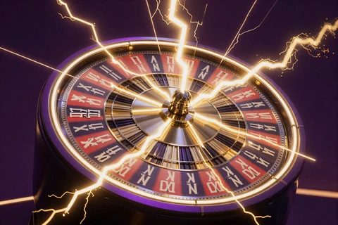 XXXtreme Lightning Roulette Rad mit goldenen Blitz-Bursts im GambleZen Live Casino